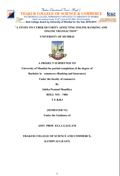 A STUDY ON CYBER SECURITY AFFECTING ONLINE BANKING AND ONLINE TRANSACTION